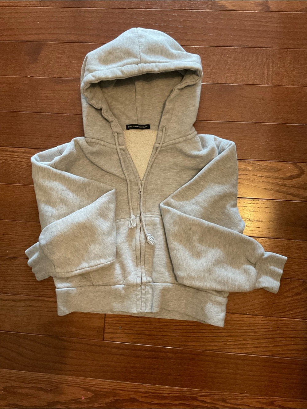 Brandy Melville Light Gray Crop Zip up Hoodie